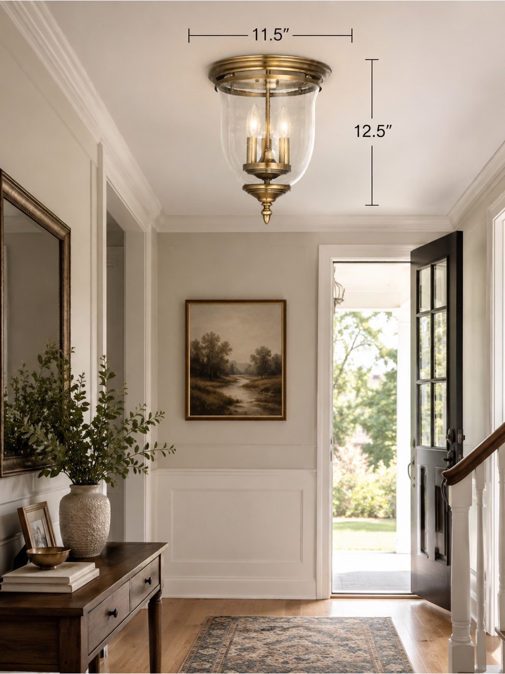 Livex Lighting 5024-01 Legacy 3-Light Ceiling Mount Antique Brass
